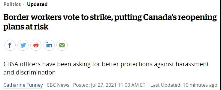 加拿大8500名邊境員工大罷工！港口、空運(yùn)、跨境卡車和國際包裹造成延誤中斷
