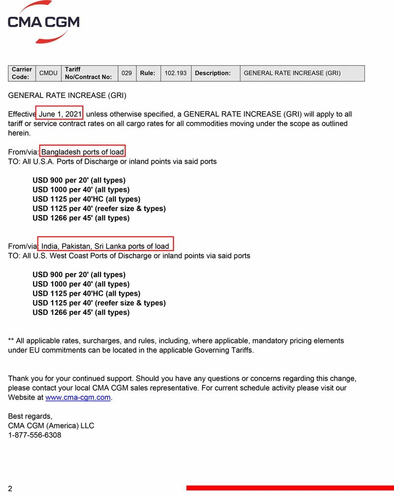 最新通知！各大船公司調(diào)漲收費(fèi)！（附官網(wǎng)英文截圖，可直接發(fā)給客戶！） 