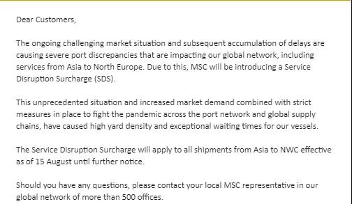 黃金周！馬士基建議盡快預(yù)訂集裝箱！多家船公司開始征收上調(diào)多項(xiàng)附加費(fèi)