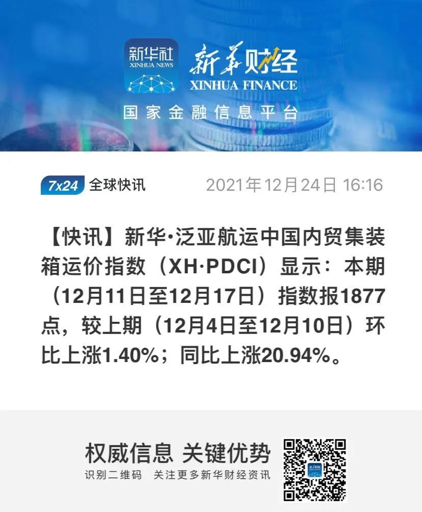 【內(nèi)貿(mào)】最新新華·泛亞航運(yùn)中國(guó)內(nèi)貿(mào)集裝箱運(yùn)價(jià)指數(shù)