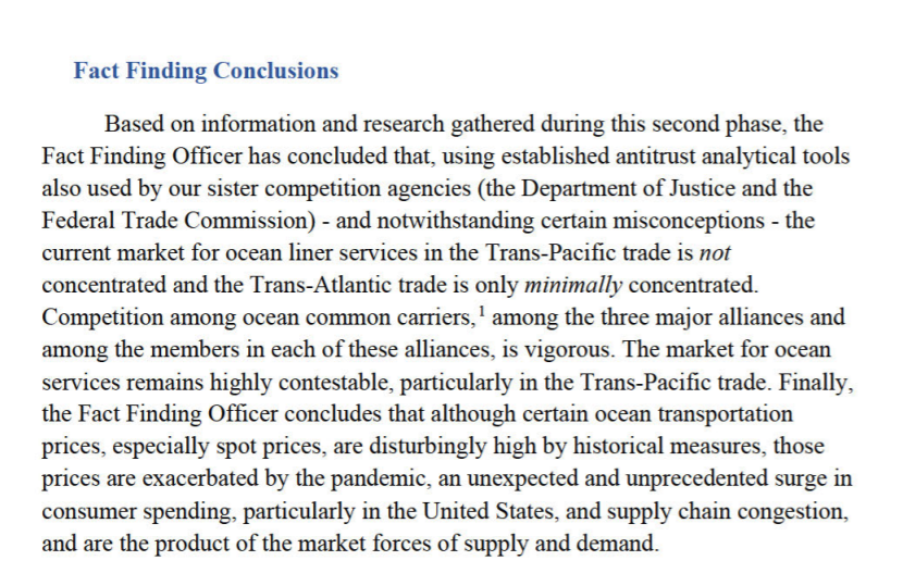美國官方：航運公司沒有勾結，集運運費高企是超高需求所致
