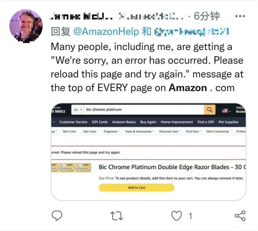 亞馬遜所有站點(diǎn)頁(yè)面全掛！賣家訂單告急......