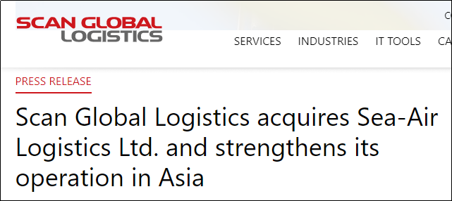 Scan Global Logistics宣布收購這家香港貨運代理公司