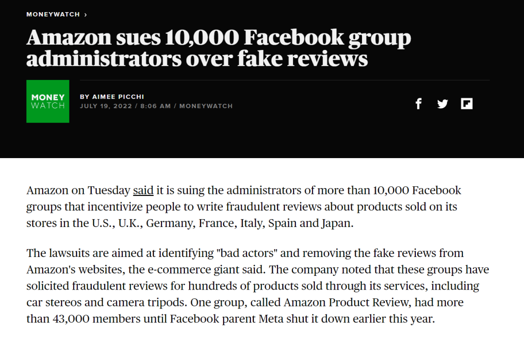 這個(gè)測(cè)評(píng)渠道要涼！亞馬遜再出拳，起訴10000+刷評(píng)組織！