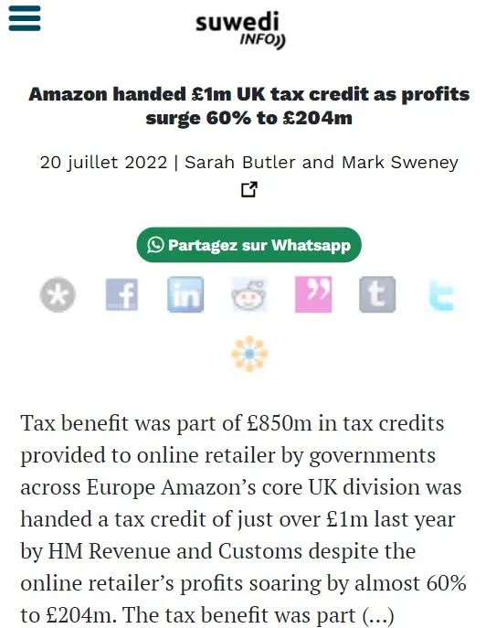 利潤(rùn)飆升近60%！亞馬遜獲100萬(wàn)英鎊稅收減免