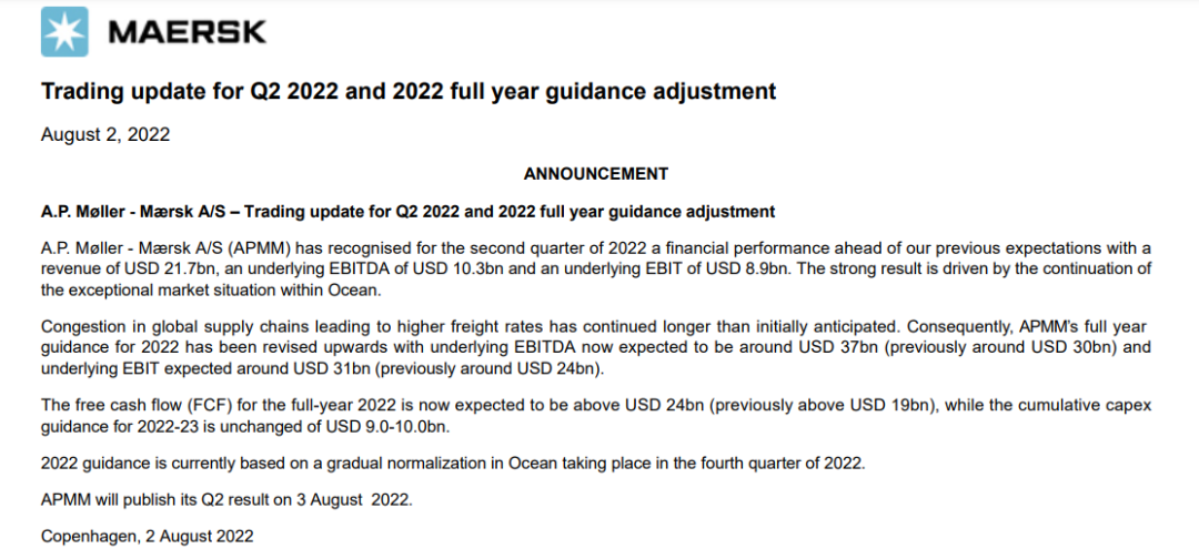 拜登又要眼紅了！全球航運(yùn)巨頭上調(diào)全年利潤(rùn)指引至310億美元