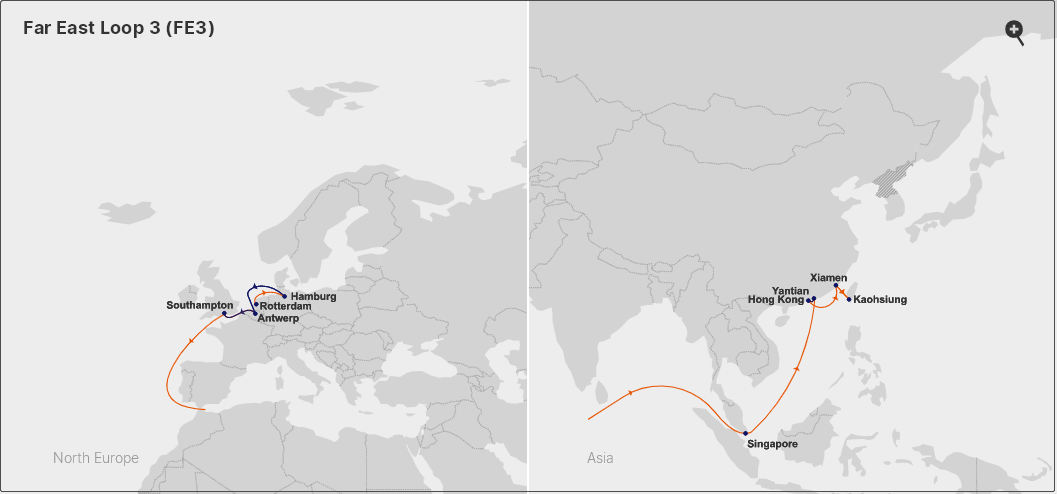 突發(fā)！一超大型集裝箱船與漁船相撞，船體受損！目的港包括我國多個主要港口