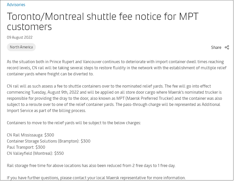 船公司征收新費(fèi)用及費(fèi)用調(diào)整通知，包括運(yùn)輸費(fèi)/取消費(fèi)/虧艙費(fèi)/賠償費(fèi)