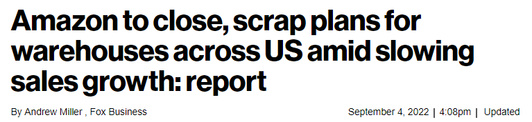 銷售增長放緩！亞馬遜將關(guān)閉42個倉庫，推遲21項倉庫計劃