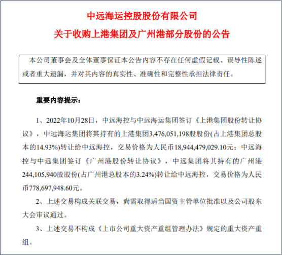 中遠(yuǎn)?？?00億元訂造12艘24000TEU集裝箱船！收購上港集團(tuán)及廣州港部分股份