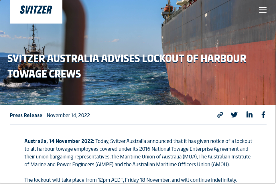 注意！該國最大拖輪公司要求所有員工無限期停工，17個港口將受影響