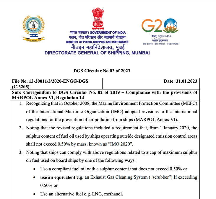 印度：將整改個別港口禁止停靠船舶使用脫硫塔！