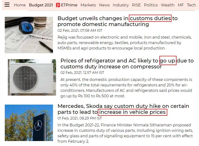 重要！印度新年全面調(diào)整關(guān)稅，超30種產(chǎn)品進(jìn)口稅提高5%-100%！  