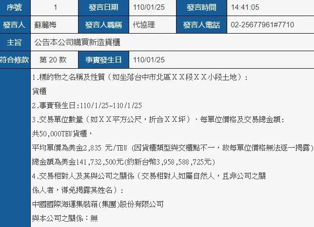 5.65億美元訂造12艘新船，1.4億美元購入50000TEU集裝箱，這家船公司拋出大手筆
